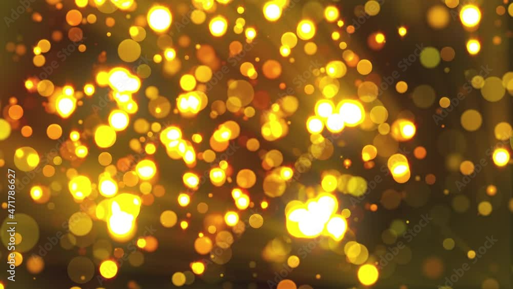 Poster christmas background with glittering gold circles bokeh, computer generated. 3d rendering