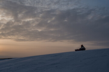 Naklejka na ściany i meble snow-covered ski slopes in the early morning