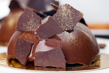 chocolate cream cake made of chocolate dough