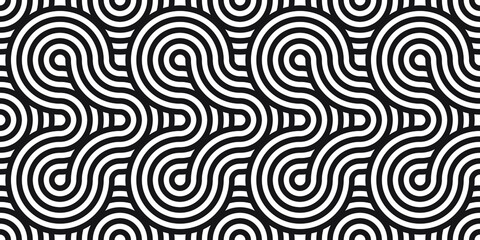 Obraz premium Abstract lines geometric seamless pattern. Rounded pattern. Vector repeat endless fabric background. 