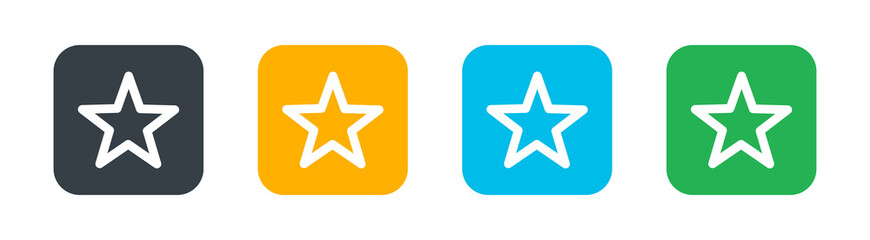 Set of star icons. Star shape vector icon in color design.