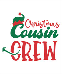 Christmas Cousin Crew Santa Clause Cap Elf green red yellow T-Shirt Christmas Tee Design Elf leg shoe Christmas colorful print template graphic Design 
