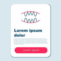 Line Vampire teeth icon isolated on grey background. Happy Halloween party. Colorful outline concept. Vector