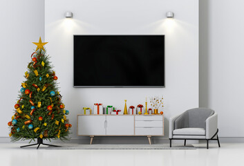 Christmas interior living room. 3d render