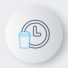 Line Round the clock delivery icon isolated on white background. Colorful outline concept. Vector