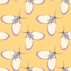 Illustration on a square background - stylized moths - graphics. Summer, insects, unbearable ease of life