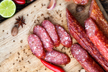 meat products in the form of sausage with lard