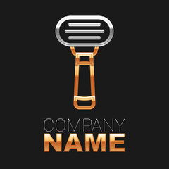 Obraz premium Line Shaving razor icon isolated on black background. Colorful outline concept. Vector