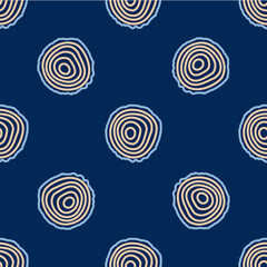 Line Tree rings icon isolated seamless pattern on blue background. Wooden cross section. Vector