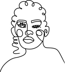 Abstract portrait of pretty young woman minimalistic style. Continuous one line drawing. Vector illustration for modern clothing and paper products, textile and fabric print