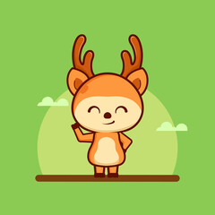 Cute deer cartoon icon illustration. animal nature icon concept isolated . flat cartoon