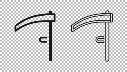 Black Scythe icon isolated on transparent background. Happy Halloween party. Vector