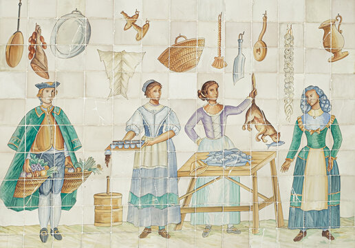 Spanish mural painting on the ceramic tile