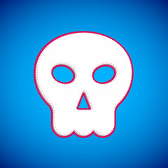 Obraz premium White Skull icon isolated on blue background. Happy Halloween party. Vector