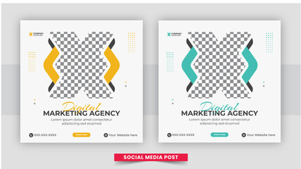 Corporate social media post square banner digital marketing business promotion set