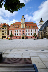 Das Rathaus am Marktplatz in Weißenfels an der Straße der Romanik, Burgenlandkreis,...