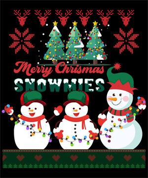 Merry Christmas Snowmass Snowman Christmas Tree Light Elf Hat Snowman Matching Apparel For Friends And Family Members And Enjoy Christmas Parties, Family Reunions Or Xmas Eve Celebrations.