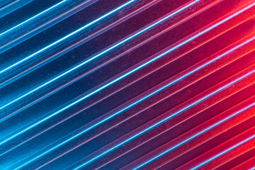 metal texture steel aluminum background red blue neon color stripes 