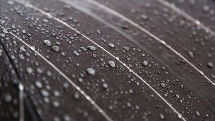 Rain drops on water resistant textile waterproof coating.Waterproof fabric,Realistic pure water...