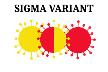 Covid Sigma Variant isolated on a white background with Sigma variant text in black - 471792680