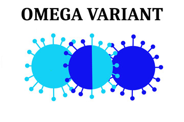 Covid Omega Variant isolated on a white background with Omega variant text in black - 471792697
