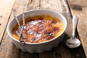 creme brulee- french dessert, custard cream with caramel