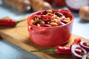 Mixed bean salad, healthy vegetarian meal