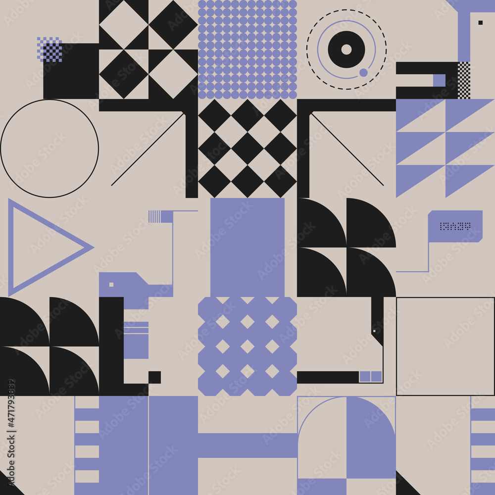 Aufkleber brutalism art aesthetics pattern graphics made with abstract vector geometric design