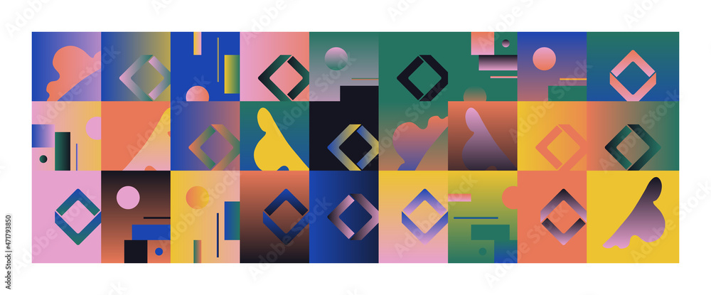 Poster abstract geometric vector pattern design with dynamic transition effect