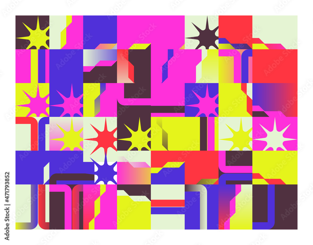 Poster digital design of generative art graphics as abstract vector pattern background