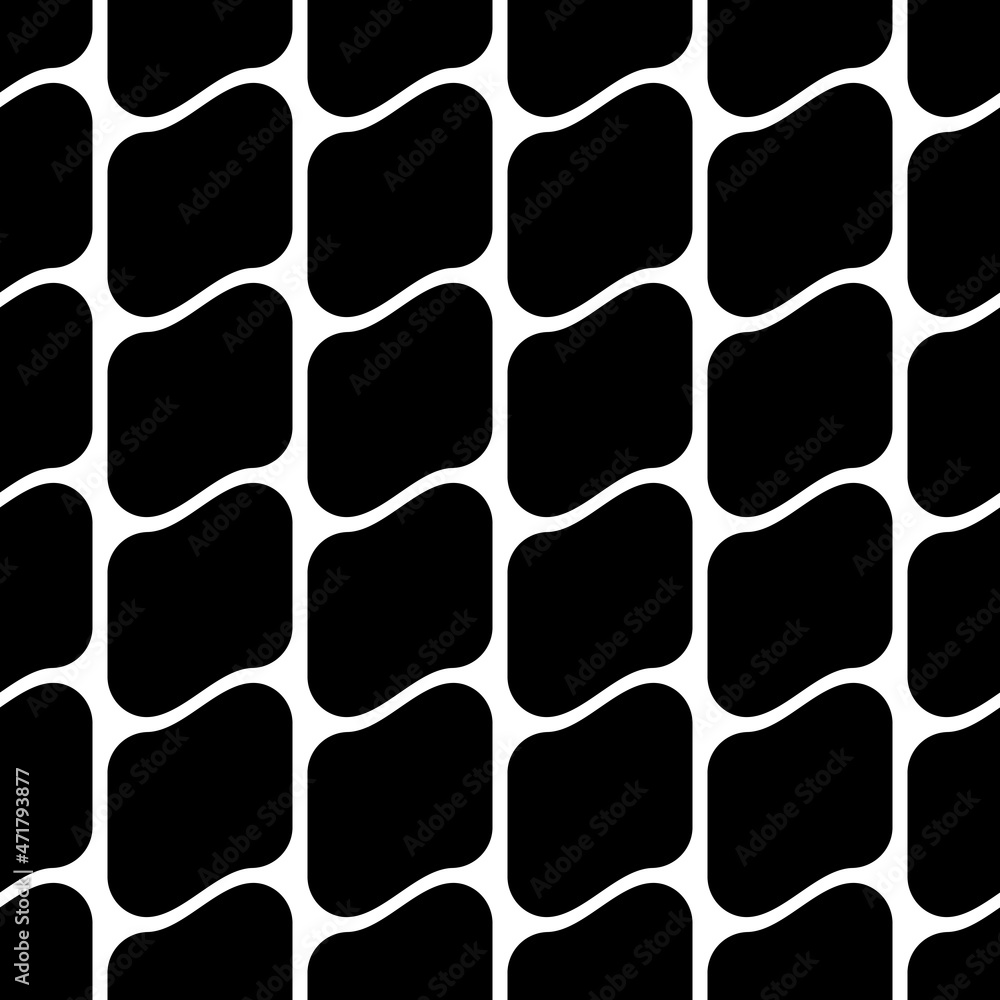Poster rounded bricks, seamless pattern with black cubes. vector.