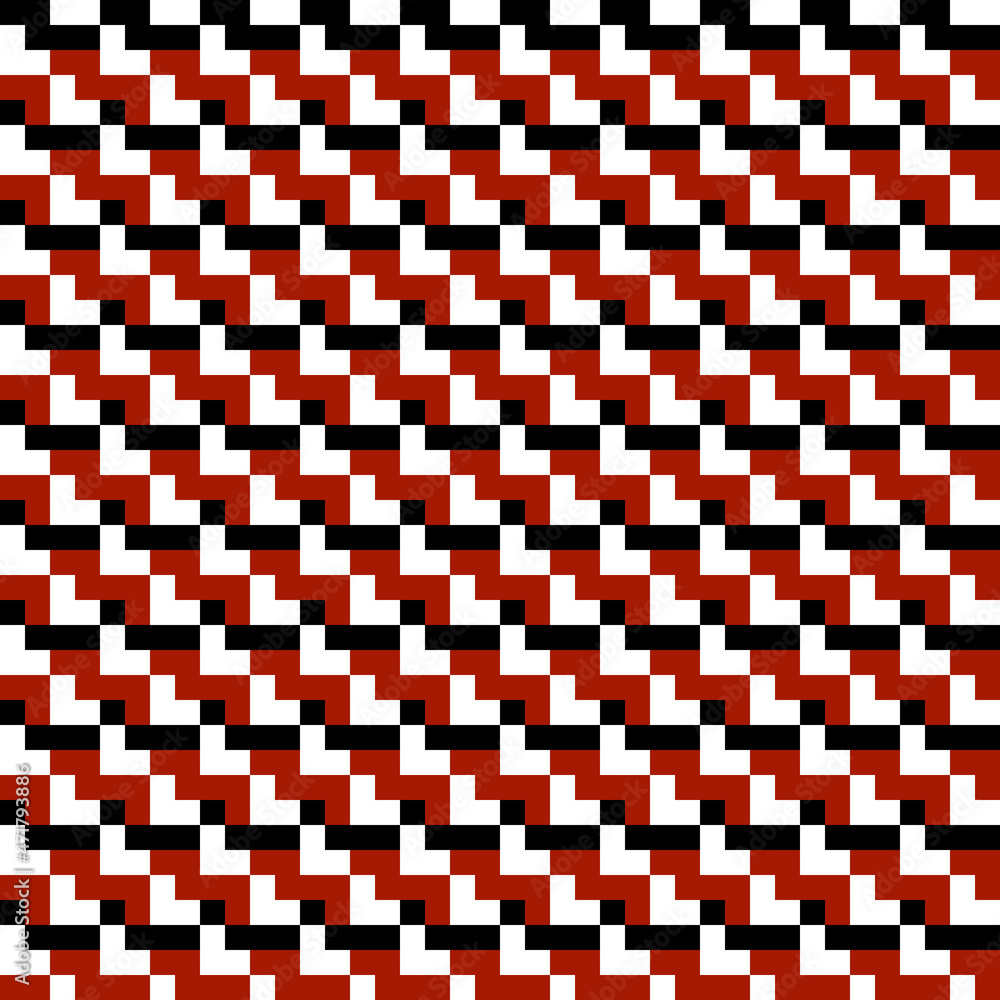 Aufkleber red and black stairs, a pattern of pixels or small squares.