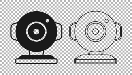 Black Web camera icon isolated on transparent background. Chat camera. Webcam icon. Vector