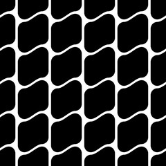 Rounded bricks, seamless pattern with black cubes. Vector.