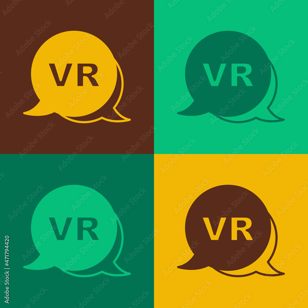 Poster Pop art Virtual reality icon isolated on color background. Futuristic VR head-up display design. Vector