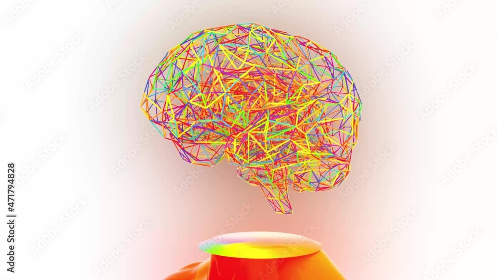 Poster technological development of intelligence with 3d render abstract anatomical visualization. futurist