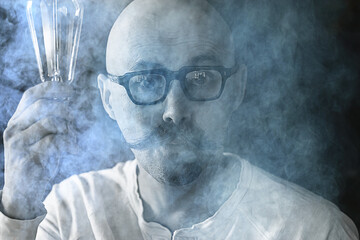 light bulb male idea mustache vintage concept light lamp guy