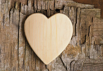 Wooden Heart On Distressed Wood