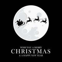 Merry Christmas with Santa Claus sleigh