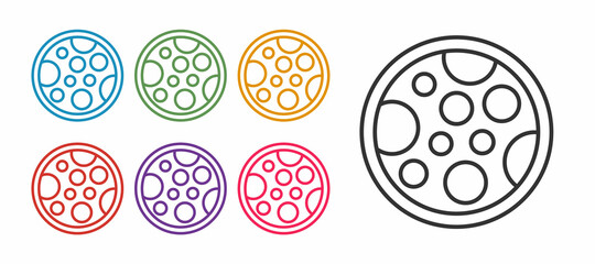 Set line Pizza icon isolated on white background. Fast food menu. Set icons colorful. Vector