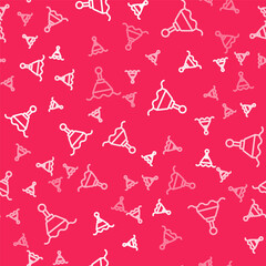 White line Floating buoy on the sea icon isolated seamless pattern on red background. Vector