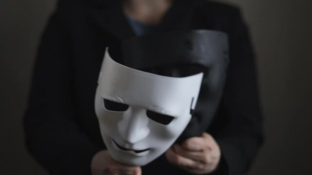 mental disorder,psychiatry,split personality,woman with black and white face mask