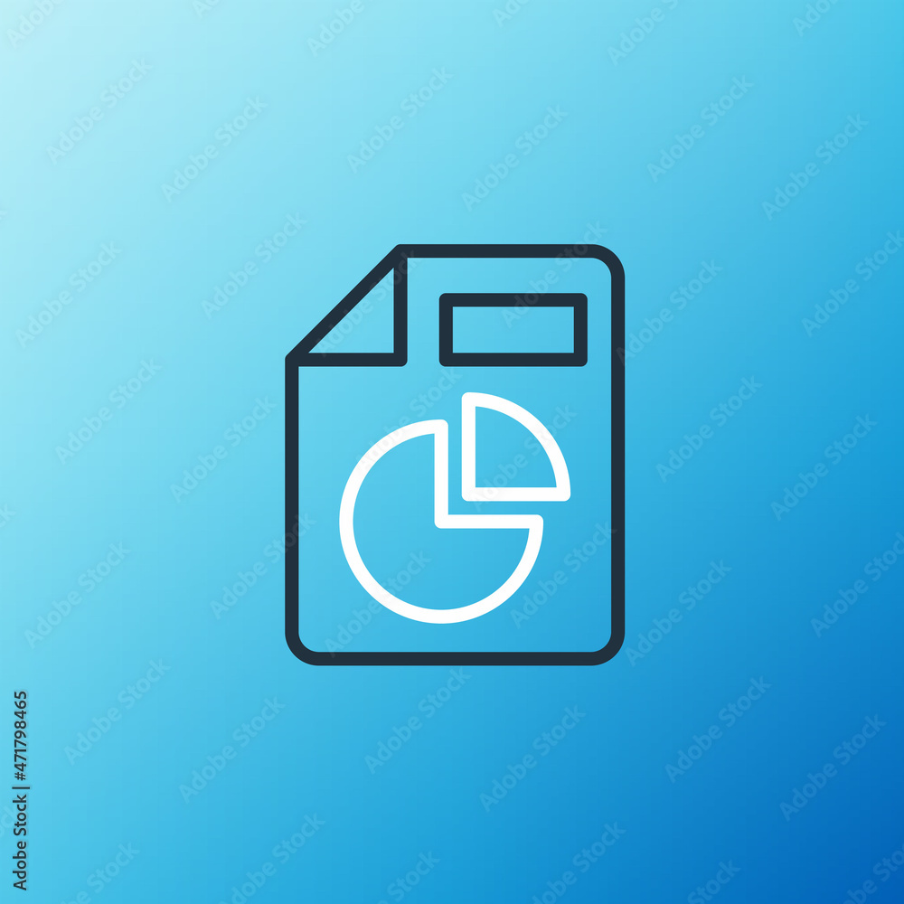 Poster line document with graph chart icon isolated on blue background. report text file icon. accounting s