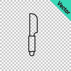 Black line Knife icon isolated on transparent background. Cutlery symbol. Vector