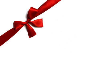 Red ribbon bow isolated on white