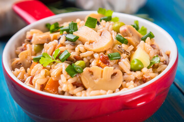 Risotto with mushrooms ande vegetables