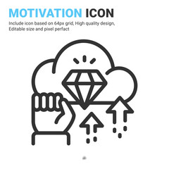 Fototapeta premium Motivation icon vector with outline style isolated on white background. Vector illustration target, goals sign symbol icon concept for business, finance, industry, company, apps, web and project