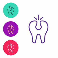 Set line Broken tooth icon isolated on white background. Dental problem icon. Dental care symbol. Set icons colorful. Vector