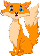 cute fox cartoon isolated on white background