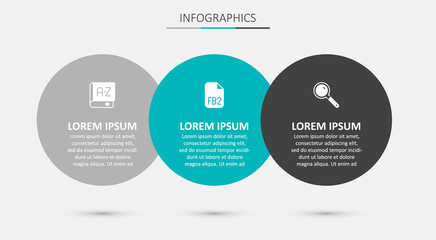 Set FB2 File, Translator book and Magnifying glass. Business infographic template. Vector